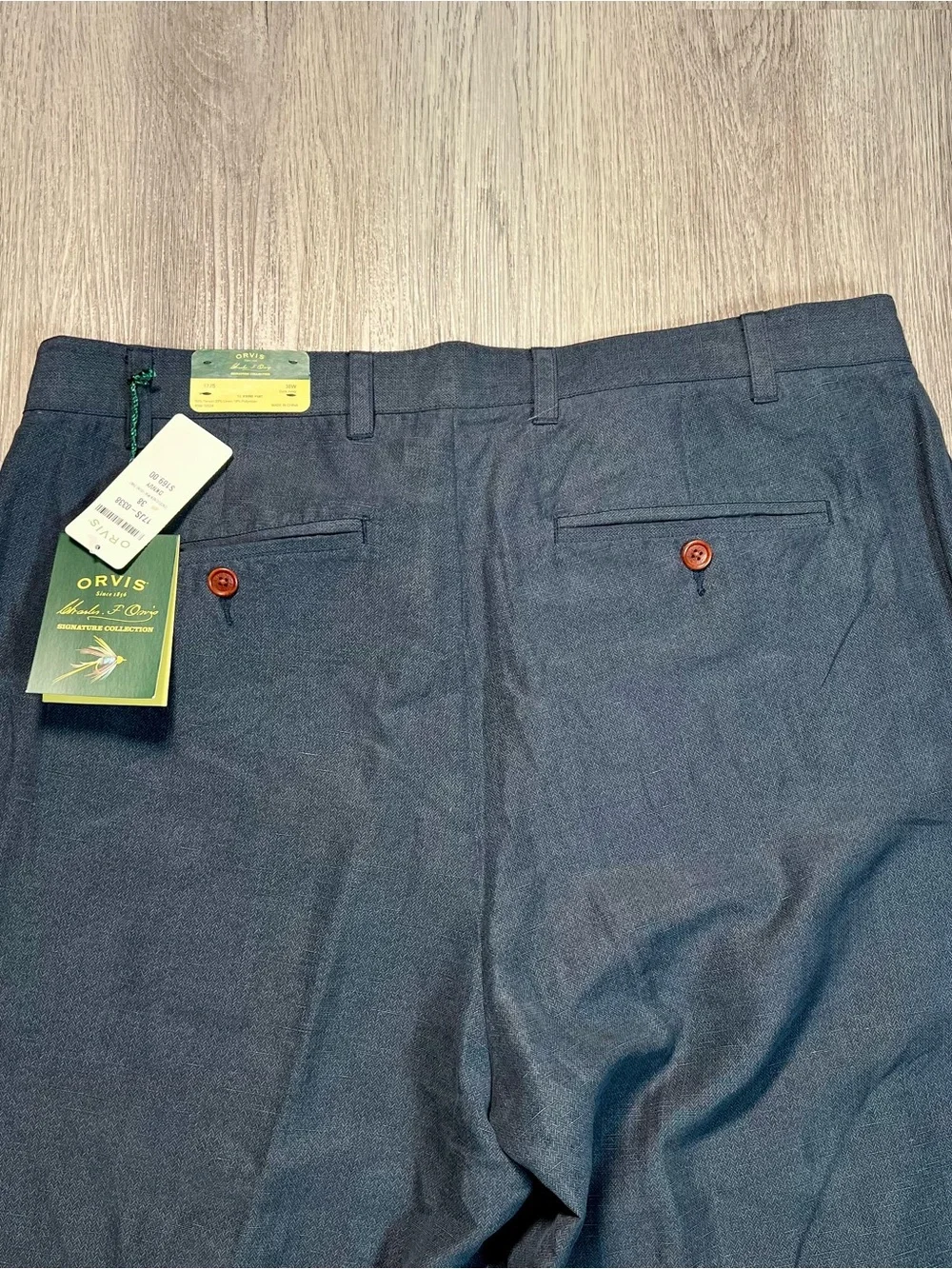 Orvis Signature Collection Men's Tencel Linen Pleated Trousers Pants 38 Raw Hem